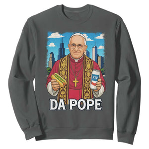 Funny Da Pope Leo XIV Sweatshirt 267th Pope Chicago Hot Dog and Beer TS02 Dark Heather Print Your Wear