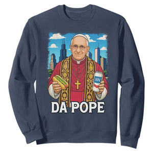 Funny Da Pope Leo XIV Sweatshirt 267th Pope Chicago Hot Dog and Beer TS02 Navy Print Your Wear