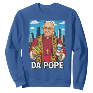 Funny Da Pope Leo XIV Sweatshirt 267th Pope Chicago Hot Dog and Beer TS02 Royal Blue Print Your Wear
