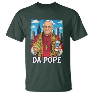 Funny Da Pope Leo XIV T Shirt 267th Pope Chicago Hot Dog and Beer TS02 Dark Forest Green Print Your Wear