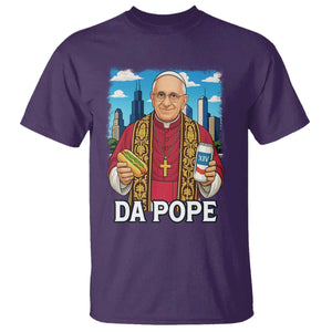 Funny Da Pope Leo XIV T Shirt 267th Pope Chicago Hot Dog and Beer TS02 Purple Print Your Wear
