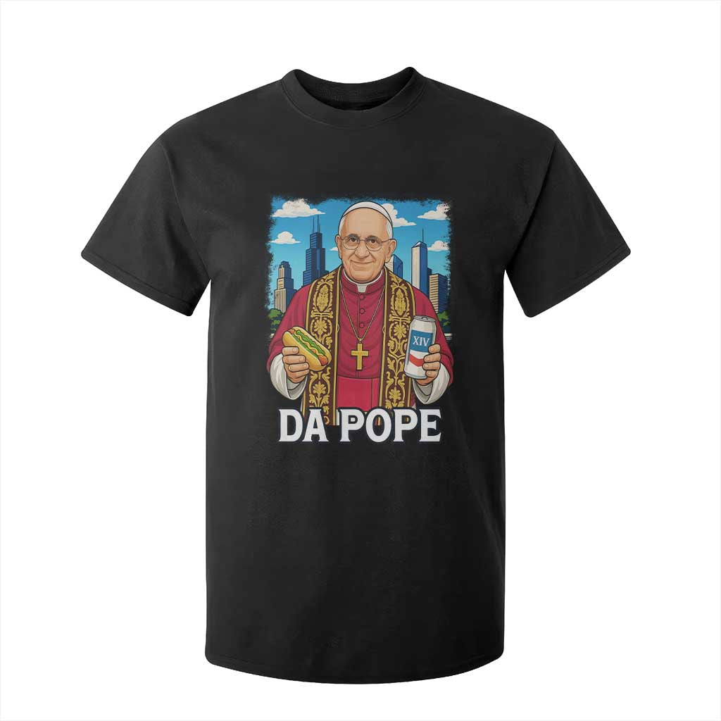 Funny Da Pope Leo XIV T Shirt For Kid 267th Pope Chicago Hot Dog and Beer TS02 Black Print Your Wear