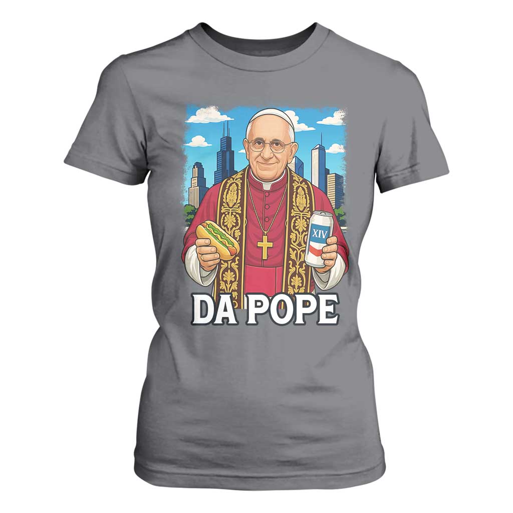 Funny Da Pope Leo XIV T Shirt For Women 267th Pope Chicago Hot Dog and Beer TS02 Charcoal Print Your Wear