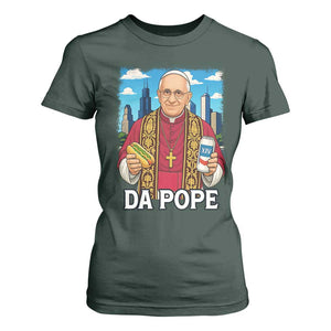 Funny Da Pope Leo XIV T Shirt For Women 267th Pope Chicago Hot Dog and Beer TS02 Dark Forest Green Print Your Wear