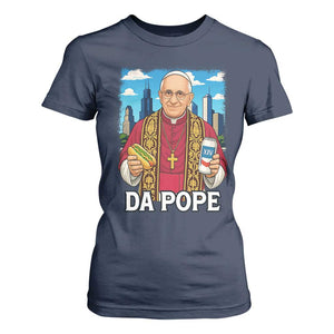 Funny Da Pope Leo XIV T Shirt For Women 267th Pope Chicago Hot Dog and Beer TS02 Navy Print Your Wear