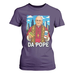 Funny Da Pope Leo XIV T Shirt For Women 267th Pope Chicago Hot Dog and Beer TS02 Purple Print Your Wear