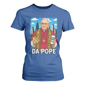 Funny Da Pope Leo XIV T Shirt For Women 267th Pope Chicago Hot Dog and Beer TS02 Royal Blue Print Your Wear