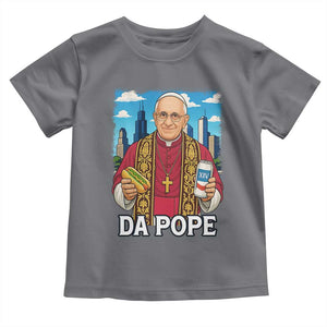 Funny Da Pope Leo XIV Toddler T Shirt 267th Pope Chicago Hot Dog and Beer TS02 Charcoal Print Your Wear
