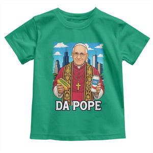 Funny Da Pope Leo XIV Toddler T Shirt 267th Pope Chicago Hot Dog and Beer TS02 Irish Green Print Your Wear