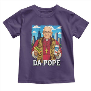 Funny Da Pope Leo XIV Toddler T Shirt 267th Pope Chicago Hot Dog and Beer TS02 Purple Print Your Wear