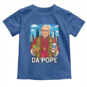 Funny Da Pope Leo XIV Toddler T Shirt 267th Pope Chicago Hot Dog and Beer TS02 Royal Blue Print Your Wear