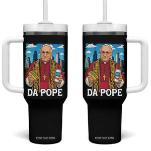 Funny Da Pope Leo XIV Tumbler With Handle 267th Pope Chicago Hot Dog and Beer TS02 One Size: 40 oz Black Print Your Wear