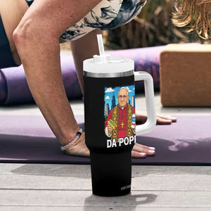 Funny Da Pope Leo XIV Tumbler With Handle 267th Pope Chicago Hot Dog and Beer TS02 Print Your Wear