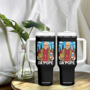 Funny Da Pope Leo XIV Tumbler With Handle 267th Pope Chicago Hot Dog and Beer TS02 Print Your Wear