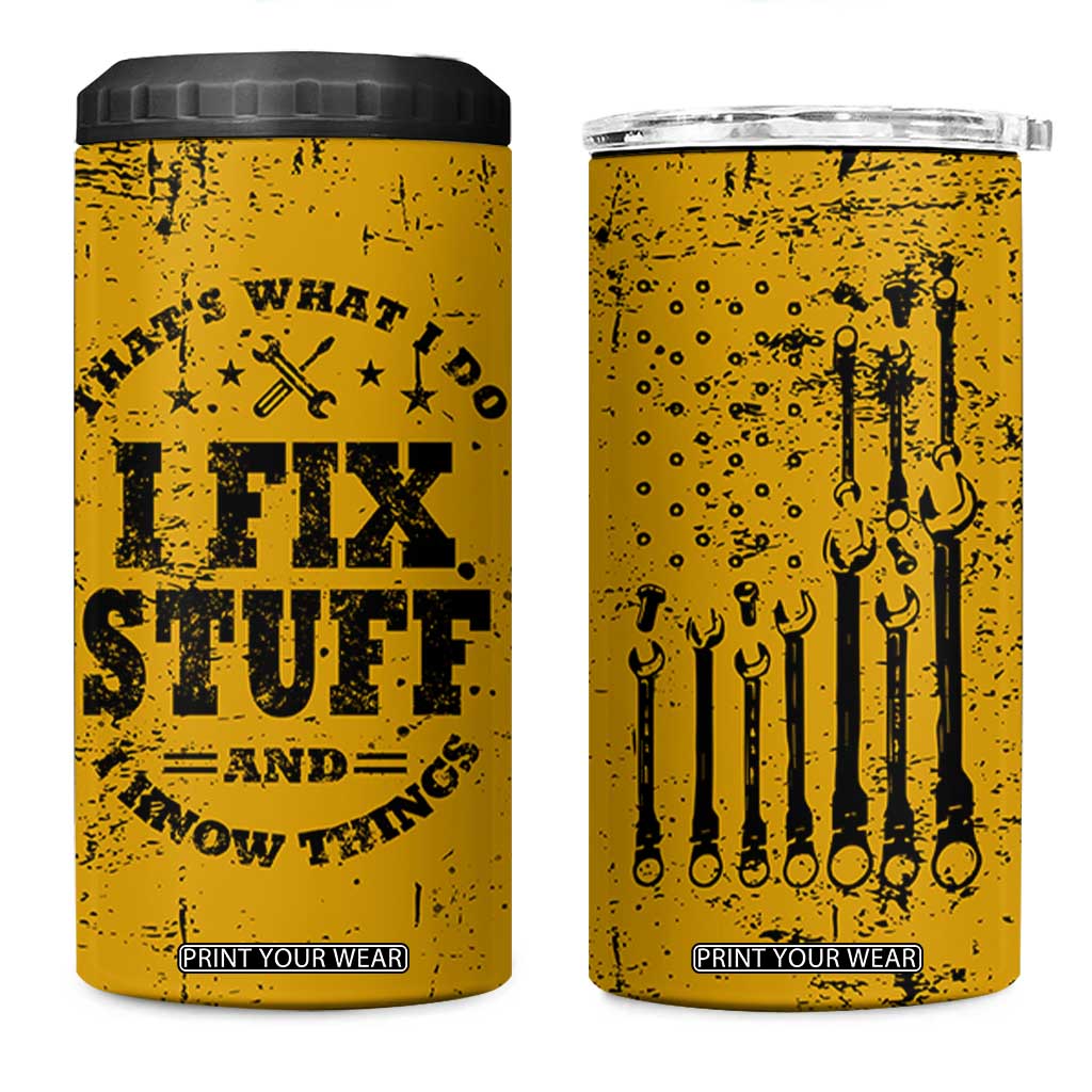 Funny Dad 4 in 1 Can Cooler Tumbler Grandpa Mechanic Handyman Engine Oil Filter Cup TB10 One Size: 16 oz Yellow Print Your Wear