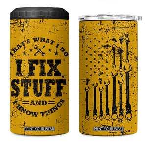 Funny Dad 4 in 1 Can Cooler Tumbler Grandpa Mechanic Handyman Engine Oil Filter Cup TB10 One Size: 16 oz Yellow Print Your Wear