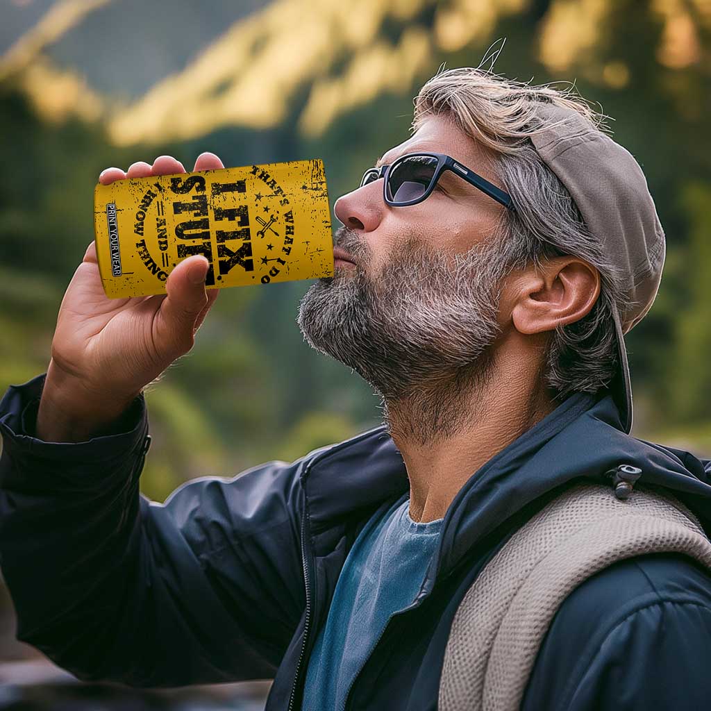 Funny Dad 4 in 1 Can Cooler Tumbler Grandpa Mechanic Handyman Engine Oil Filter Cup TB10 Print Your Wear