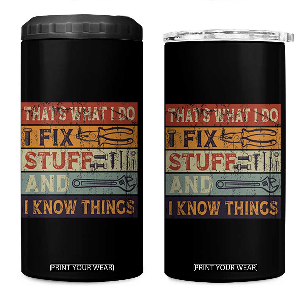 Funny Dad 4 in 1 Can Cooler Tumbler Grandpa Mechanic Handyman Step Dad Fathers Day Gift Retro TB10 One Size: 16 oz Black Print Your Wear