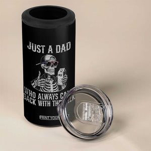 Funny Dad 4 in 1 Can Cooler Tumbler Just A Dad Who Always Came Back With The Milk Skeleton American Flag TS10 Print Your Wear
