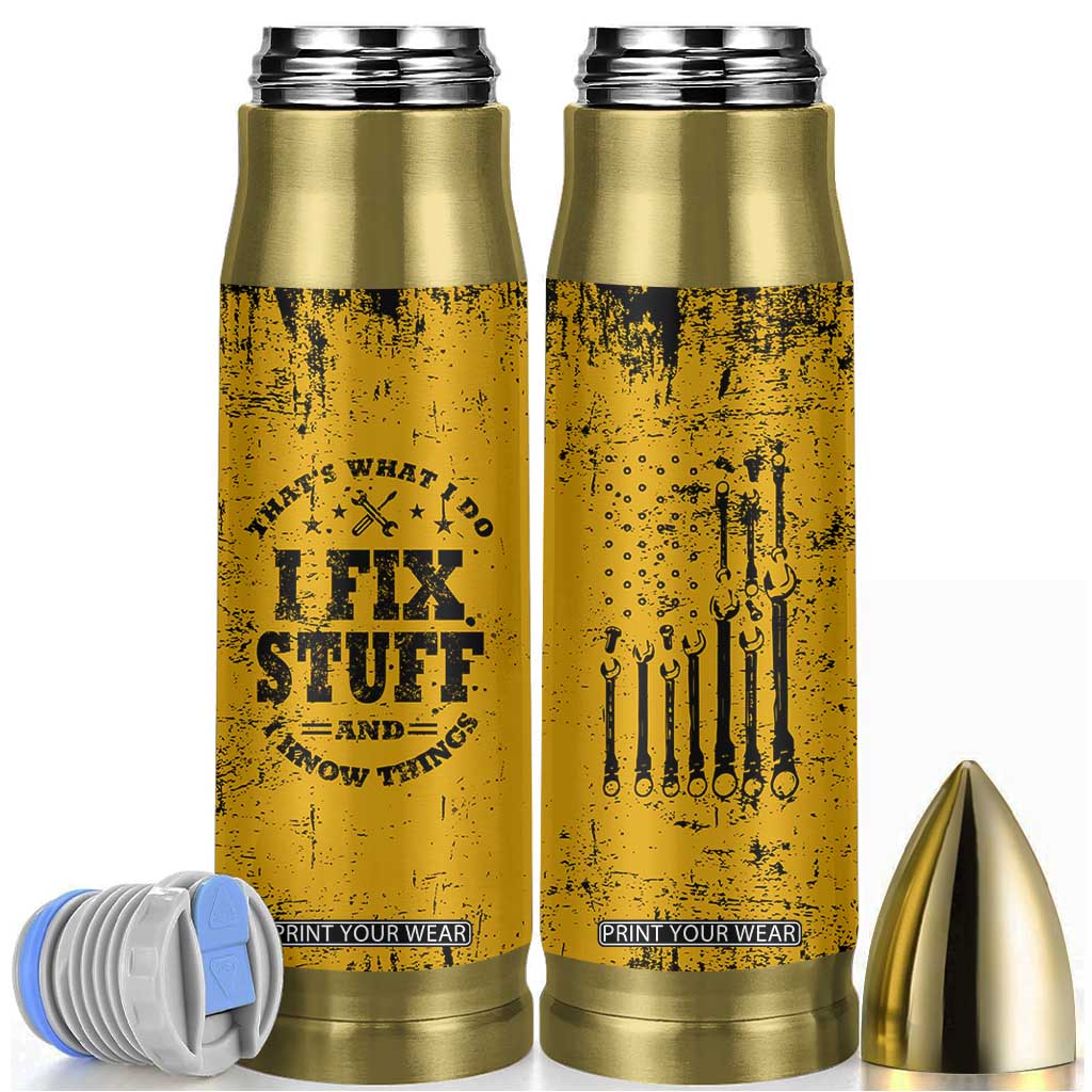 Funny Dad Bullet Tumbler Grandpa Mechanic Handyman Engine Oil Filter Cup TB10 Yellow Print Your Wear