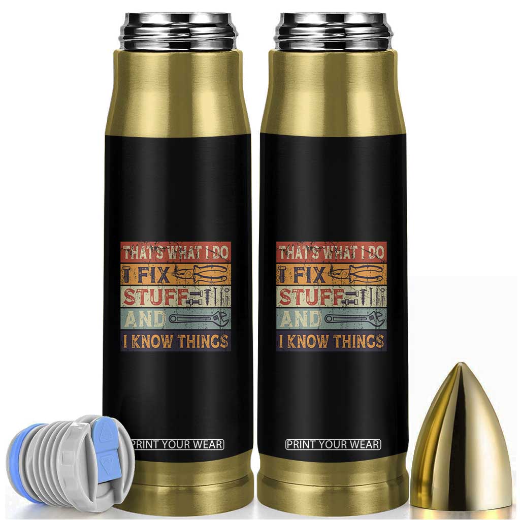 Funny Dad Bullet Tumbler Grandpa Mechanic Handyman Step Dad Fathers Day Gift Retro TB10 Black Print Your Wear