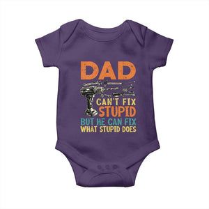 Funny Dad Can't Fix Stupid But He Can Fix What Stupid Does Baby Onesie Father's Day TS11 Purple Print Your Wear