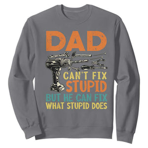 Funny Dad Can't Fix Stupid But He Can Fix What Stupid Does Sweatshirt Father's Day TS11 Charcoal Print Your Wear