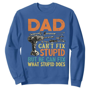 Funny Dad Can't Fix Stupid But He Can Fix What Stupid Does Sweatshirt Father's Day TS11 Royal Blue Print Your Wear