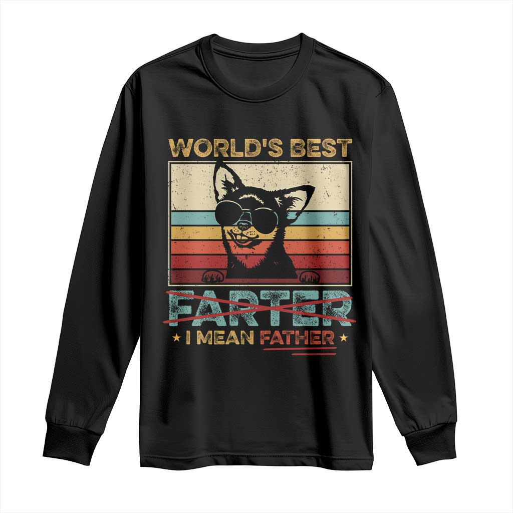 Funny Dad Dog Long Sleeve Shirt Fathers Day World's Best Farter I Mean Father TS10 Black Print Your Wear
