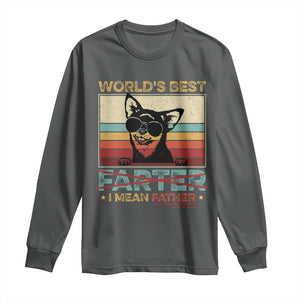 Funny Dad Dog Long Sleeve Shirt Fathers Day World's Best Farter I Mean Father TS10 Dark Heather Print Your Wear