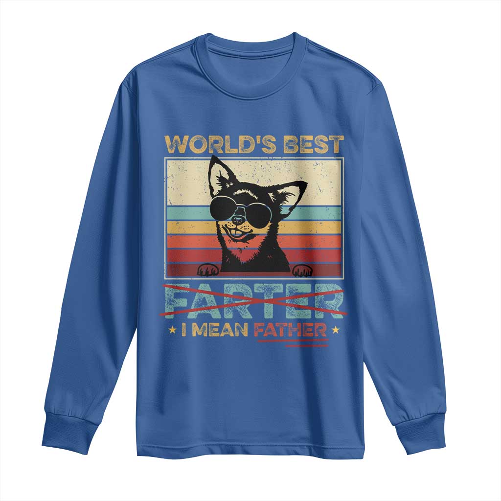 Funny Dad Dog Long Sleeve Shirt Fathers Day World's Best Farter I Mean Father TS10 Royal Blue Print Your Wear