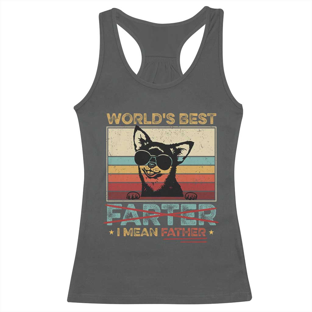 Funny Dad Dog Racerback Tank Top Fathers Day World's Best Farter I Mean Father TS10 Dark Heather Print Your Wear