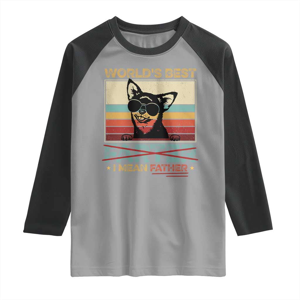 Funny Dad Dog Raglan Shirt Fathers Day World's Best Farter I Mean Father TS10 Sport Gray Black Print Your Wear
