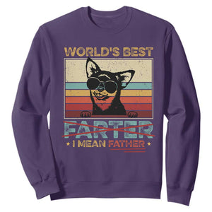 Funny Dad Dog Sweatshirt Fathers Day World's Best Farter I Mean Father TS10 Purple Print Your Wear