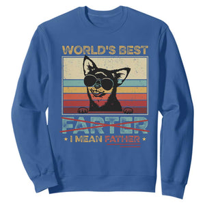 Funny Dad Dog Sweatshirt Fathers Day World's Best Farter I Mean Father TS10 Royal Blue Print Your Wear