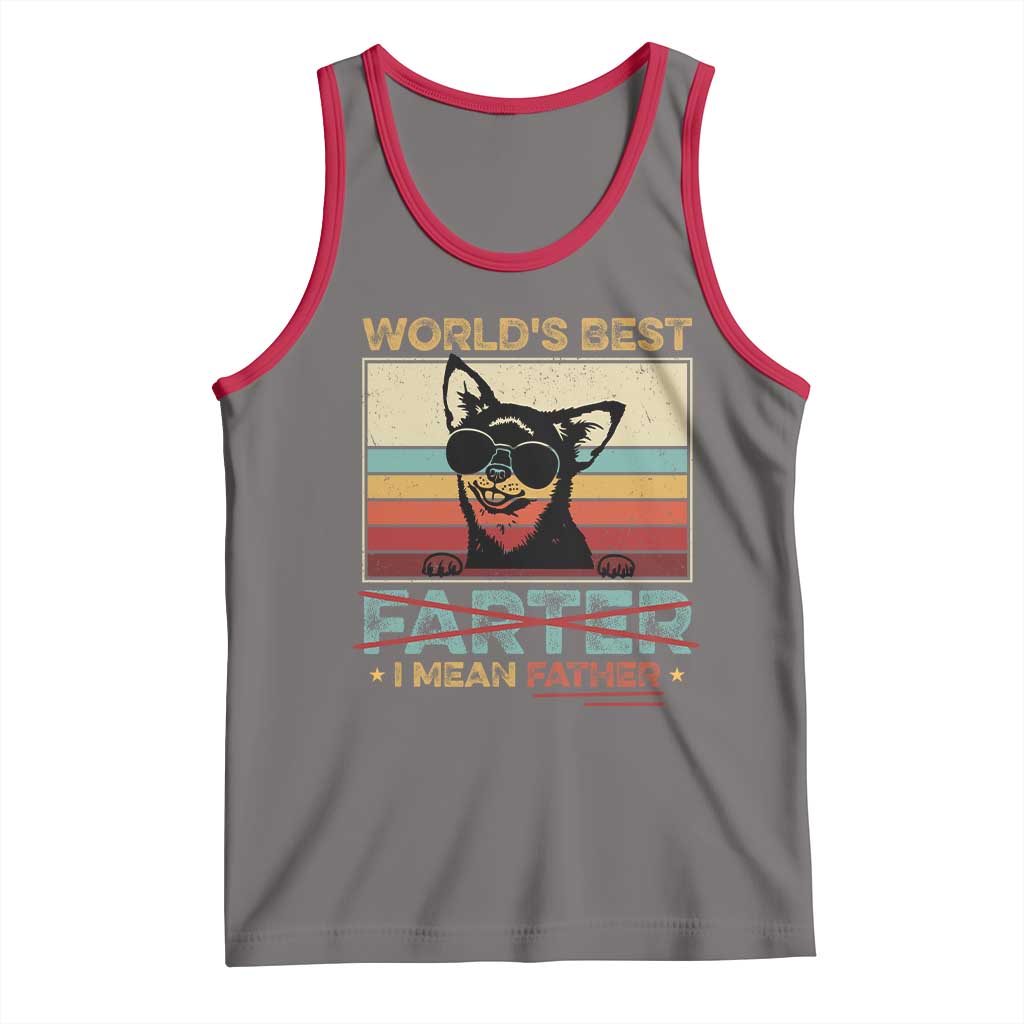 Funny Dad Dog Tank Top Fathers Day World's Best Farter I Mean Father TS10 Deep Heather Red Print Your Wear
