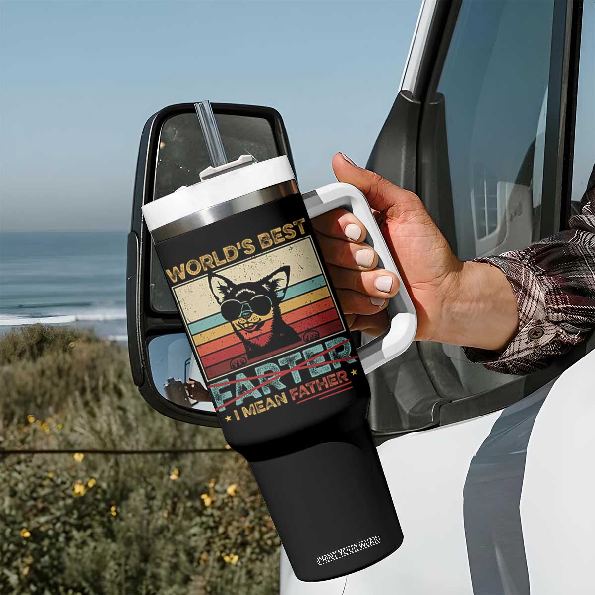 Funny Dad Dog Tumbler With Handle Fathers Day World's Best Farter I Mean Father TS10 Print Your Wear