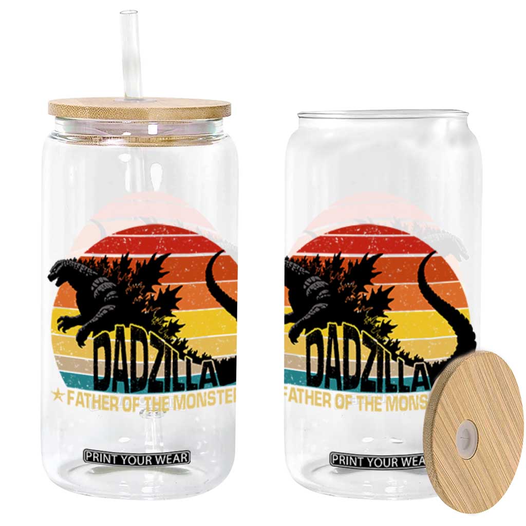 Funny Dad Giant Monster Glass Can Dadzilla Father Of The Monster Fathers Day TS11 Black Print Your Wear