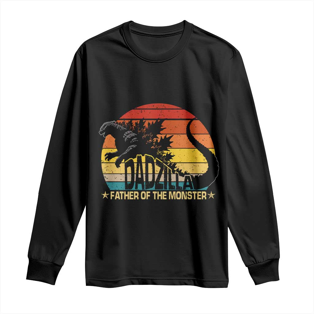 Funny Dad Giant Monster Long Sleeve Shirt Dadzilla Father Of The Monster Fathers Day TS11 Black Print Your Wear