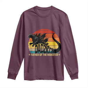 Funny Dad Giant Monster Long Sleeve Shirt Dadzilla Father Of The Monster Fathers Day TS11 Maroon Print Your Wear