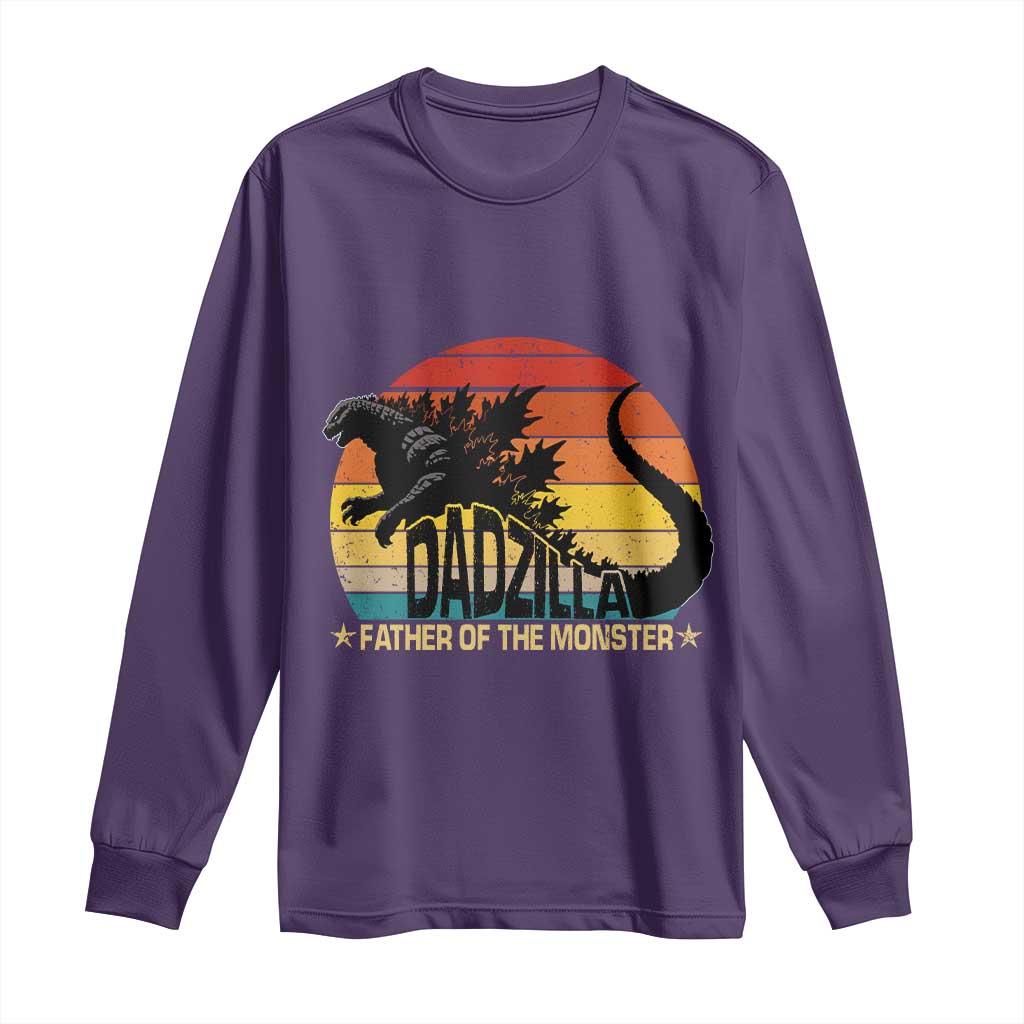 Funny Dad Giant Monster Long Sleeve Shirt Dadzilla Father Of The Monster Fathers Day TS11 Purple Print Your Wear