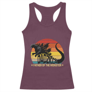 Funny Dad Giant Monster Racerback Tank Top Dadzilla Father Of The Monster Father's Day TS11 Maroon Print Your Wear