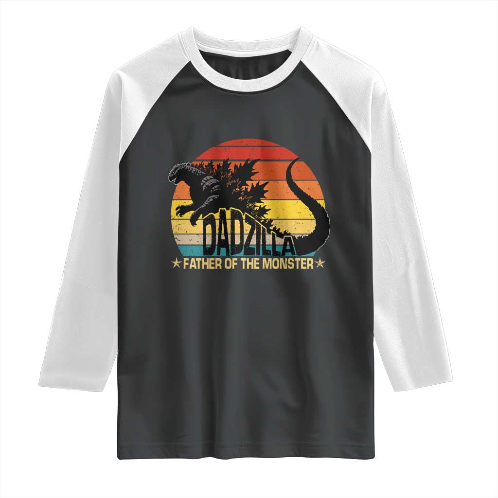Funny Dad Giant Monster Raglan Shirt Dadzilla Father Of The Monster Father's Day TS11 Black White Print Your Wear
