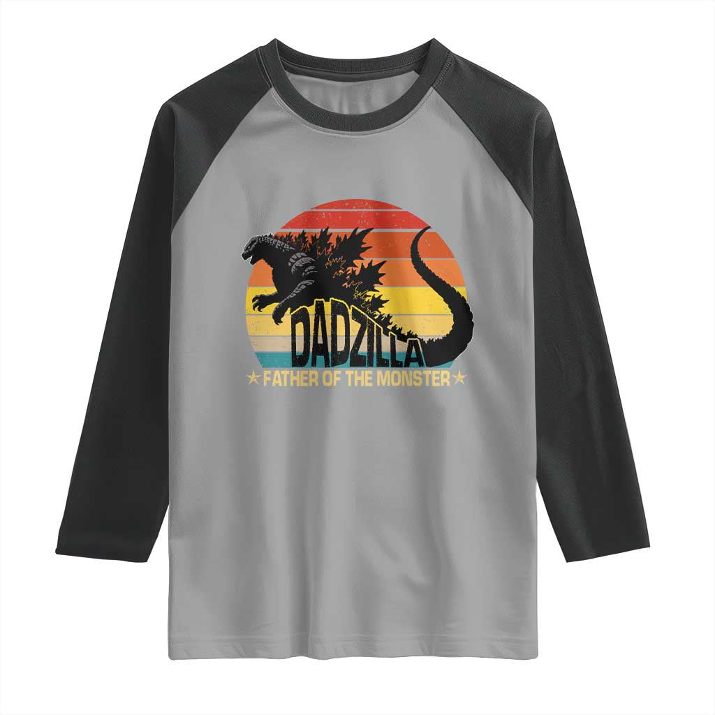 Funny Dad Giant Monster Raglan Shirt Dadzilla Father Of The Monster Father's Day TS11 Sport Gray Black Print Your Wear