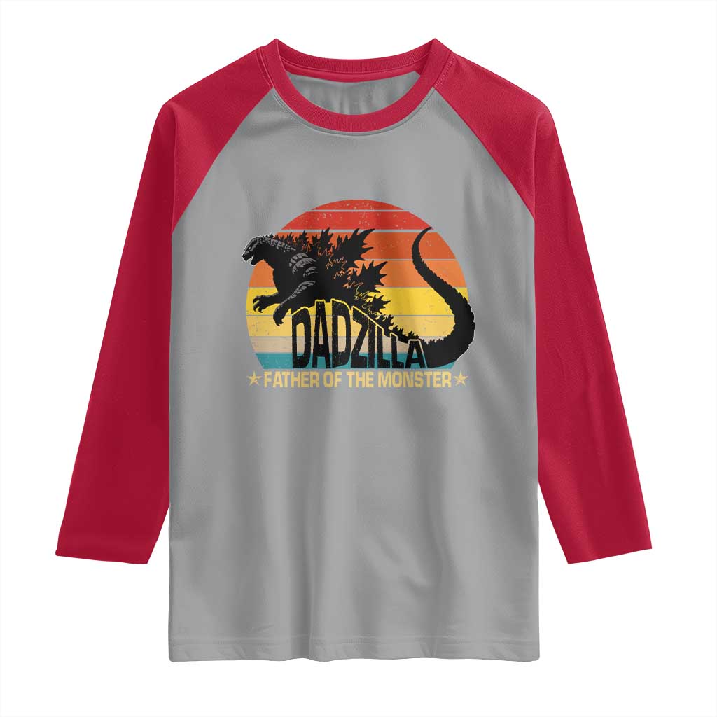 Funny Dad Giant Monster Raglan Shirt Dadzilla Father Of The Monster Father's Day TS11 Sport Gray Red Print Your Wear