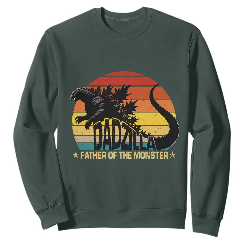 Funny Dad Giant Monster Sweatshirt Dadzilla Father Of The Monster Fathers Day TS11 Dark Forest Green Print Your Wear