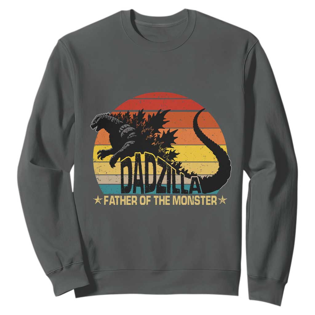 Funny Dad Giant Monster Sweatshirt Dadzilla Father Of The Monster Fathers Day TS11 Dark Heather Print Your Wear