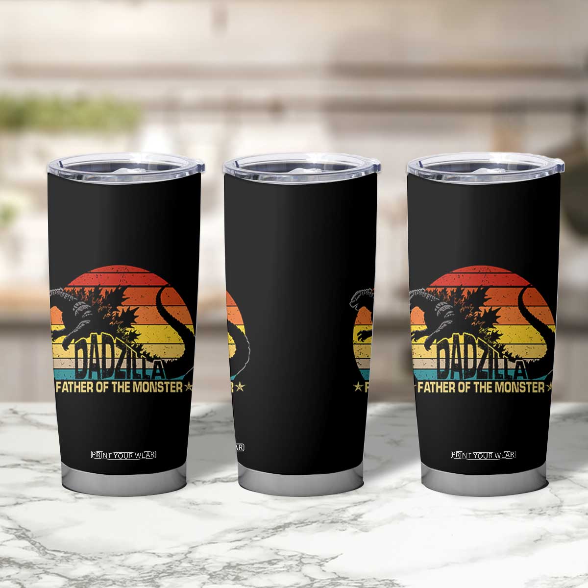 Funny Dad Giant Monster Tumbler Cup Dadzilla Father Of The Monster Fathers Day TS11 Print Your Wear