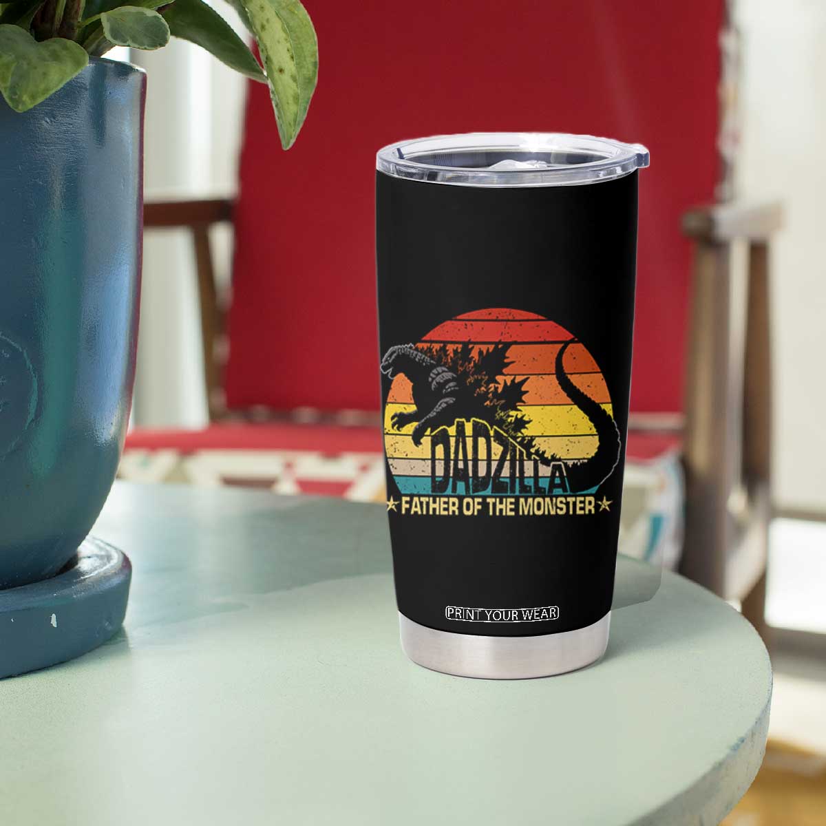 Funny Dad Giant Monster Tumbler Cup Dadzilla Father Of The Monster Fathers Day TS11 Print Your Wear