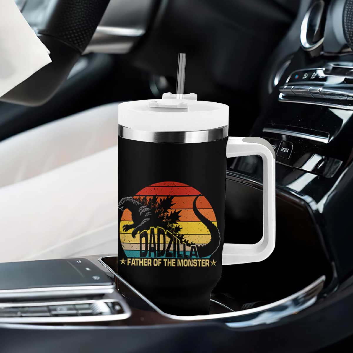 Funny Dad Giant Monster Tumbler With Handle Dadzilla Father Of The Monster Fathers Day TS11 Print Your Wear